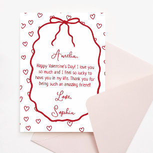 Personalized Valentine's Day Card - Cute Red Bow