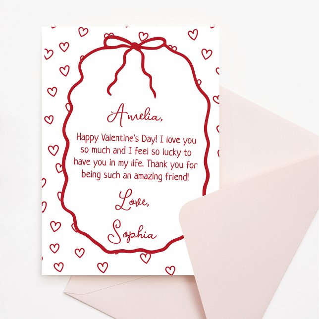 Personalized Valentine's Day Card - Cute Red Bow (Creator Uploaded)