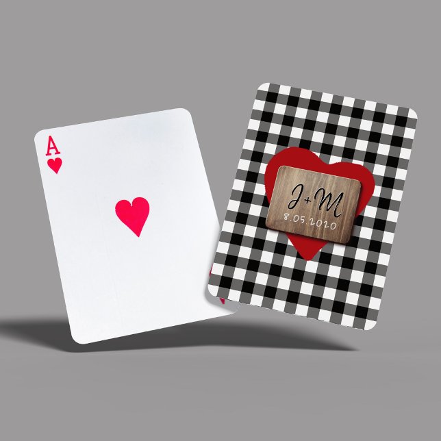 Personalized Valentines Day couple initials heart Poker Cards (Creator Uploaded)