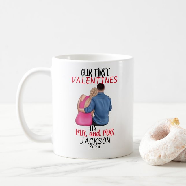 Personalized valentine's day couple love quote coffee mug (With Donut)