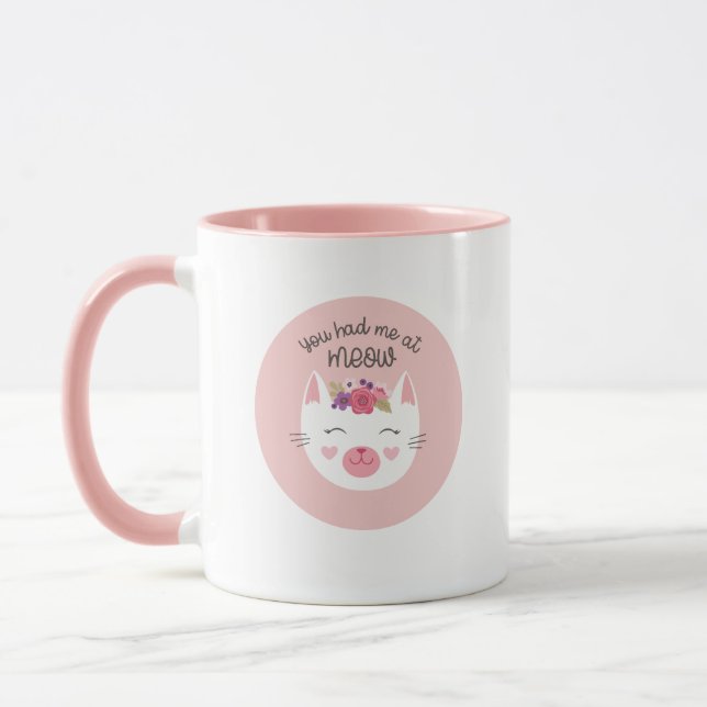 Personalized Valentines Day Cute Cat Mug (Left)