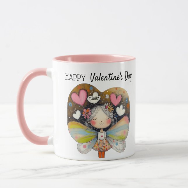 Personalized Valentine's Day Fairy Candle Gift Mug (Left)