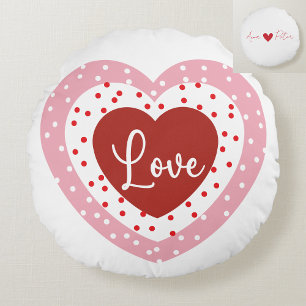 Personalized Valentine's Day Heart Round Pillow