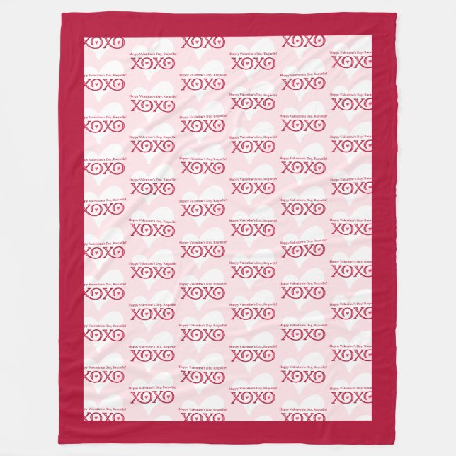 Personalized Valentine's Day Large Fleece Blanket (Front)