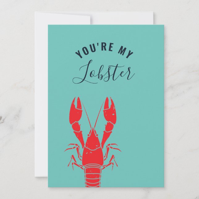 Personalized Valentine's Day Lobster Funny Seafood Holiday Card (Front)