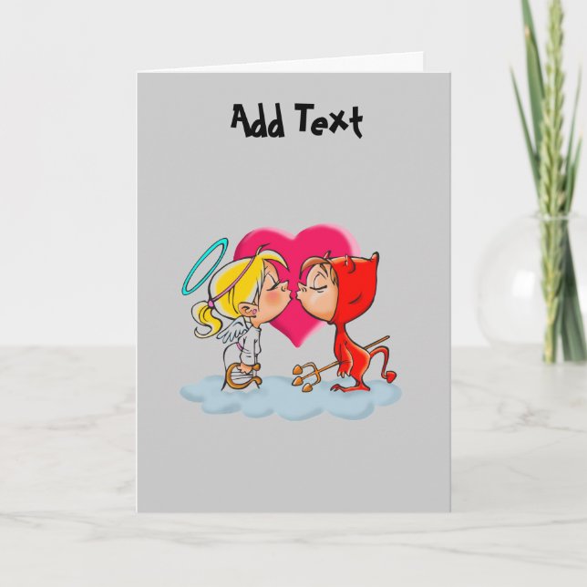 Personalized Valentine's day  love devil angel Holiday Card (Front)