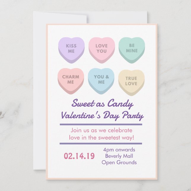 Personalized Valentine's day party invitation card (Front)