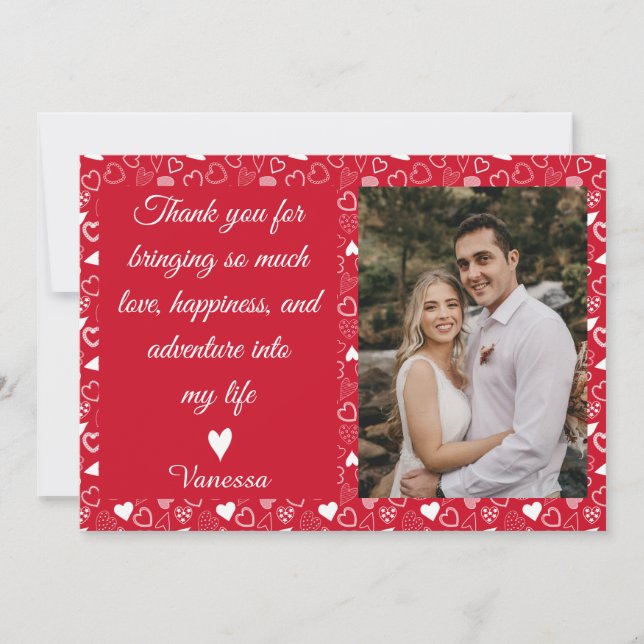 Personalized Valentine's day photo heart pattern   Holiday Card (Front)