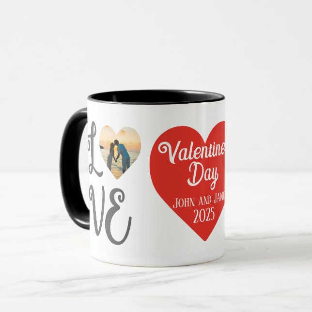 Personalized Valentine's Day Photo "LOVE" collage Mug (Front Left)