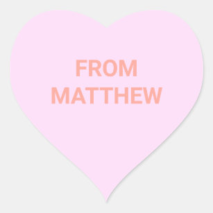 Personalized Valentine's Day Pink Conversation Heart Sticker