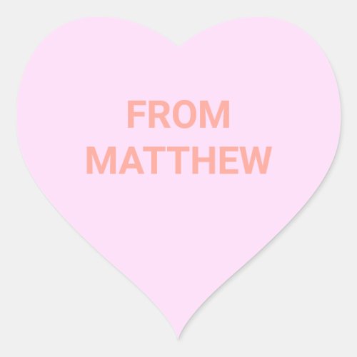 Personalized Valentines Day Pink Conversation Heart Sticker
