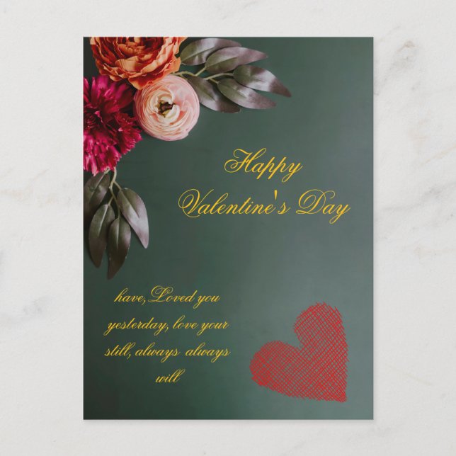 Personalized Valentine's Day Post Card  (Front)