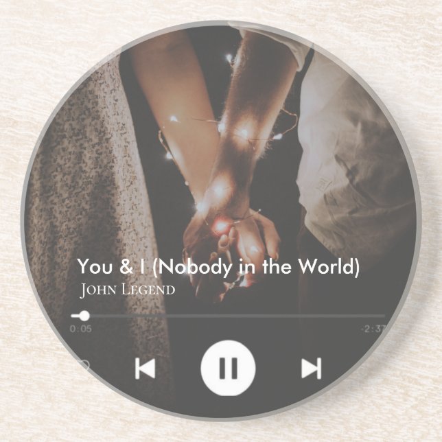  Personalized Valentine's Day Song Couple Photo  Coaster (Front)