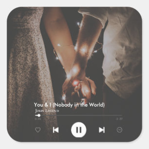  Personalized Valentine's Day Song Couple Photo  Square Sticker