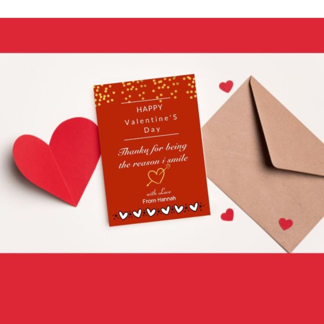 personalized valentine's day thank you  card (Thankyou flat note  valentines day greeting card)