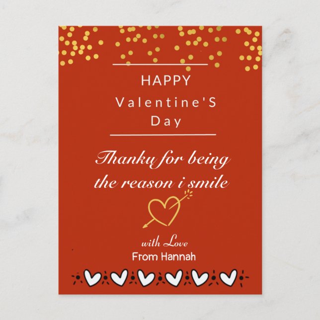 personalized valentine's day thank you  card (Front)