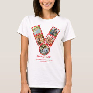 Personalized Valentines Day V-shaped Photo Collage T-Shirt