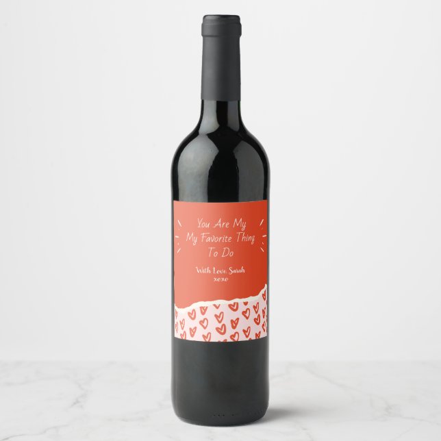 Personalized Valentine's Day Wine Label, Wine Label (Front)