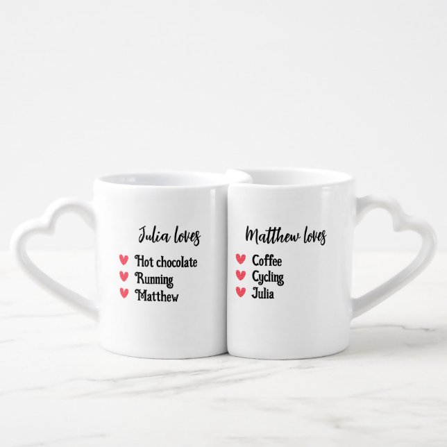 Personalized Valentine's Gift For Couples Coffee Mug Set (Front Nesting)