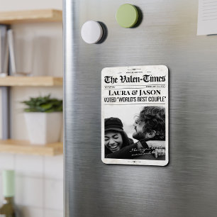 Personalized Valentines Gift Newspaper Magnet