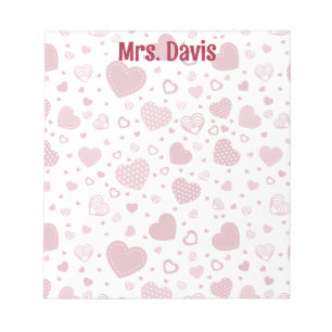 Personalized Valentine's Heart themed Red Notepad