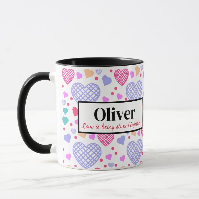Personalized Valentines Love Is Being Together Mug (Left)