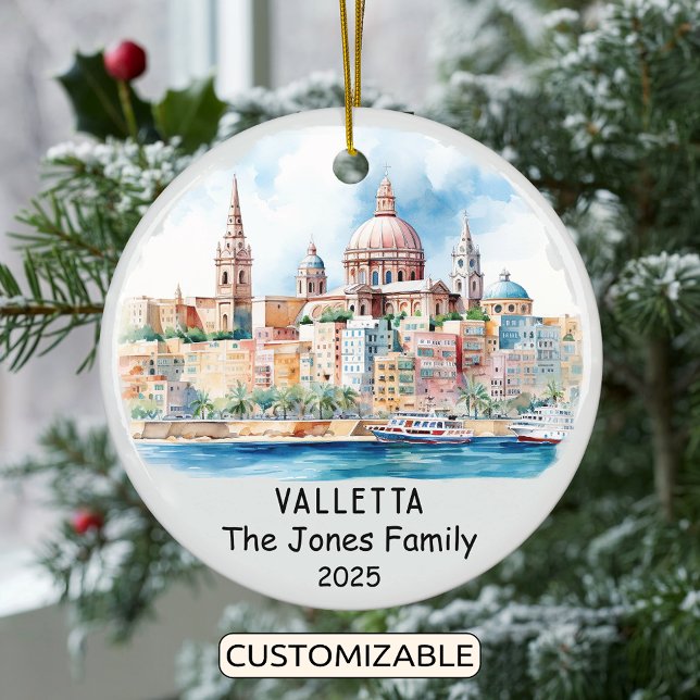 Personalized Valletta Ornament, Malta Ceramic Ornament (Creator Uploaded)