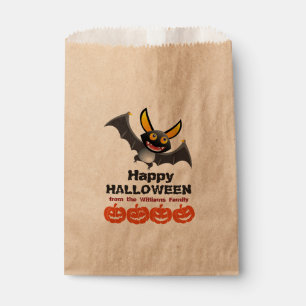 Personalized Vampire Bat & Pumpkins Halloween Favor Bag