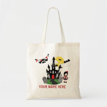 Personalized Vampire Halloween Trick Or Treat Tote Bag by TiffsSweetDesigns at Zazzle