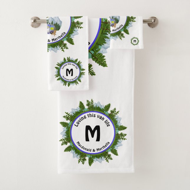 Personalized Van Life Travel Camping MONOGRAM Bath Towel Set (Insitu)