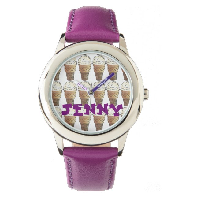 Personalized Vanilla Ice Cream Cone Cones Watch (Front)