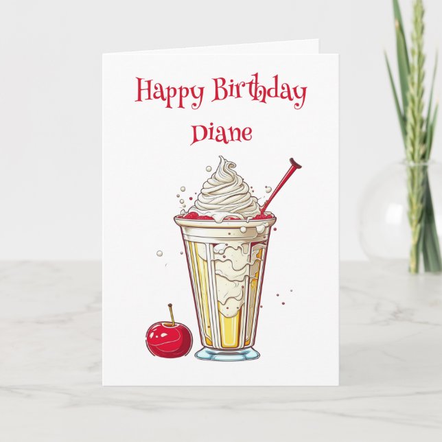 Personalized Vanilla Milkshake Birthday for Her Card (Front)