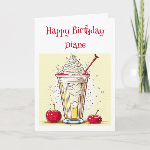 Personalized Vanilla Milkshake Birthday for Her Card