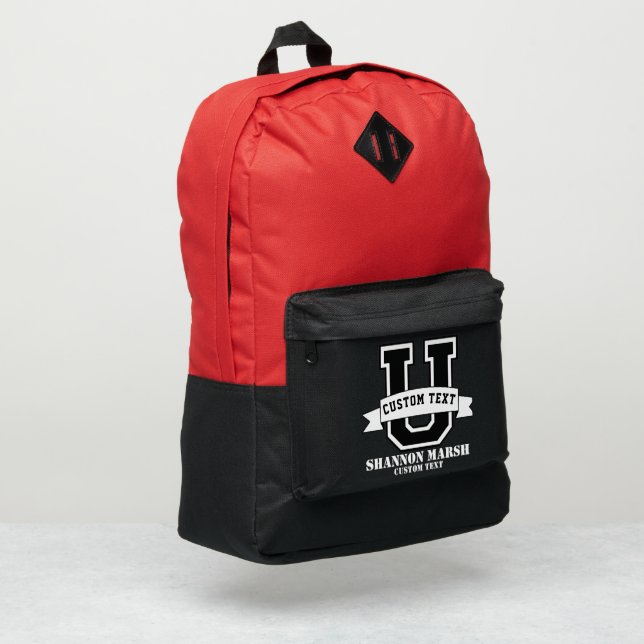 Personalized Varsity Backpack - Custom Name Sports (Left Corner)