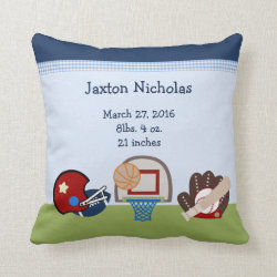 Personalized Varsity Sports Baby Keepsake Pillow