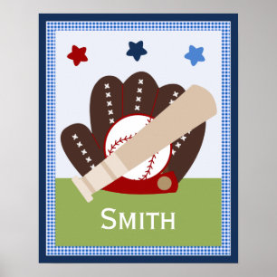 Personalized Varsity Sports Baby Nursery Art Poster