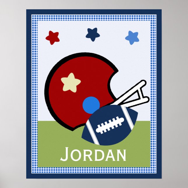 Personalized Varsity Sports Baby Nursery Art Poster (Front)