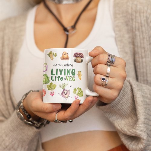Personalized Vegan Living Life on the Veg Gift Coffee Mug