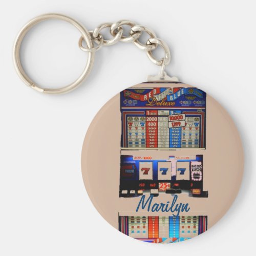 Personalized Vegas Style Slot Machine Keychain