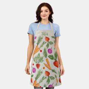 Personalized Vegetable Garden oatmeal color Apron
