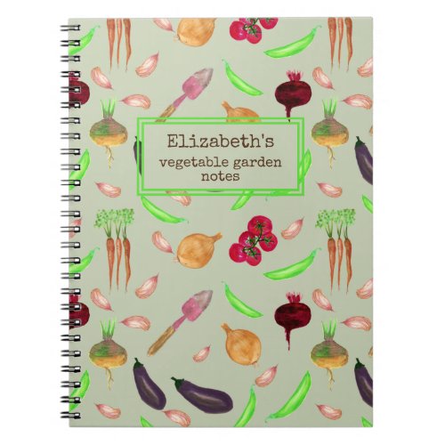 personalized vegetable garden pattern notebook