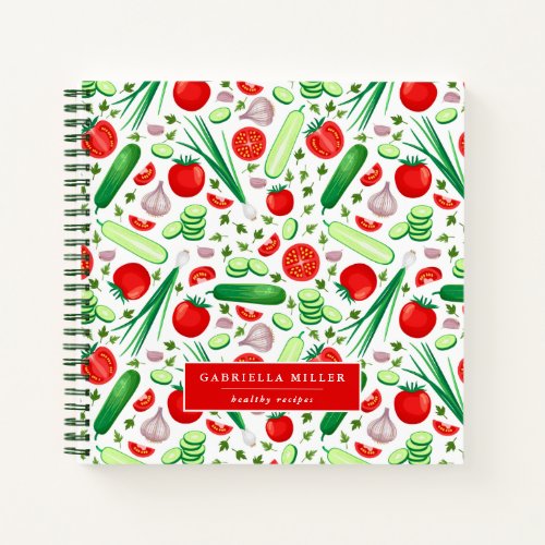 Personalized Vegetable Pattern Recipe Notebook