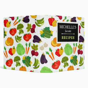 Personalized Vegetables Seamless Vegan Pattern 3 Ring Binder