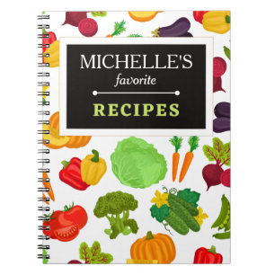 Personalized Vegetables Seamless Vegan Pattern Notebook