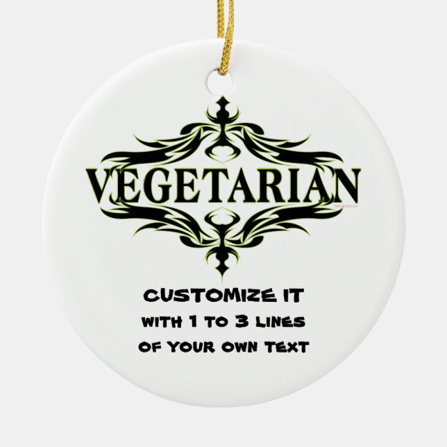 Personalized Vegetarian Ceramic Ornament (Front)