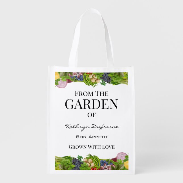 Personalized Veggies From Your Garden Grocery Bag (Front)