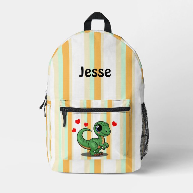 Personalized Velociraptor Dinosaur Backpack (Front)