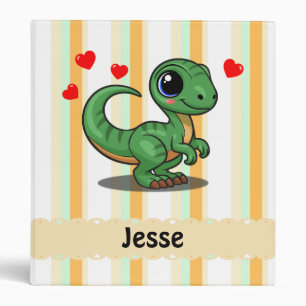 Personalized Velociraptor Dinosaur Binder