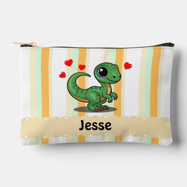 Personalized Velociraptor Dinosaur Pencil Pouch (Front)