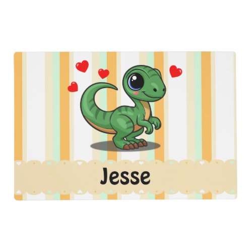 Personalized Velociraptor Dinosaur Placemat